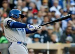 Carl Crawford drives in the game's first run for L.A.